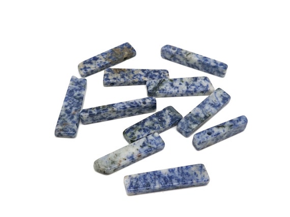 Blue Spot Jasper Drilled Tumbled Stones - Rectangle Hole Tumbled Stone - Making Jewelry Cytsals - Bulk Stones - NC1792