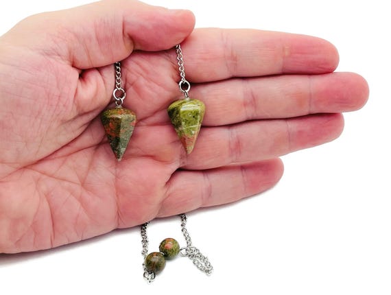 Unakite Healing Crystal Pendulum Collection – Gemstone Divination Pendulum with Stainless Steel Chain - PE1009