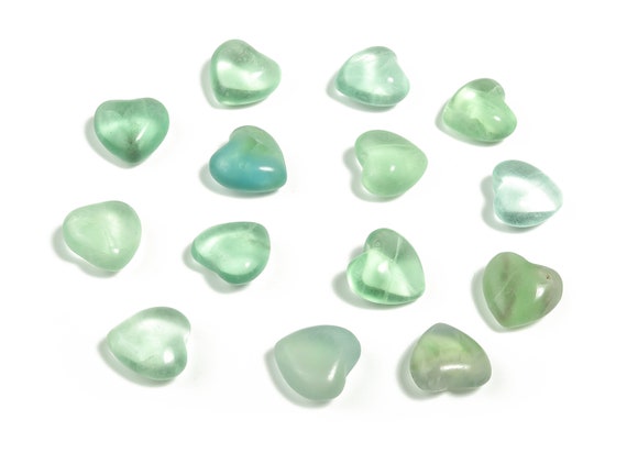 Fluorite Heart Gemstone – Fluorite Heart Shaped Healing Stones-Fluorite Gemstone – Self Care Crystal Stones – 15x15x9mm - HE1002