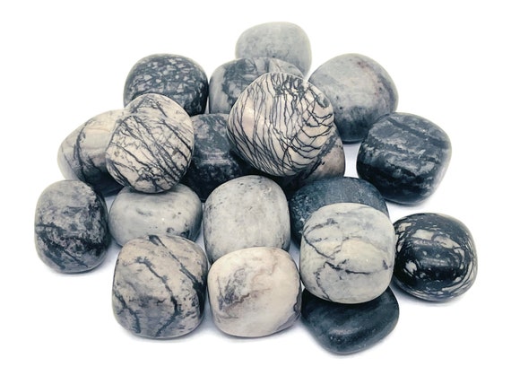 Black Network Jasper Tumbled Stone - Black Picasso Jasper Gemstone - Loose Gemstone - Good Stone - TU1101