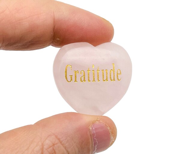 Gratitude Rose Quartz Heart Gemstone - Heart Crystal - Carving Heart - Gemstone Puffy Heart - Rose Quartz Healing Crystals - HE1213