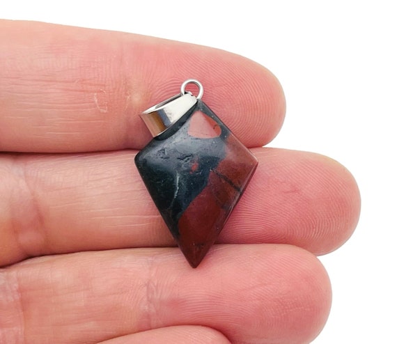 African BloodStone Gemstone for Pendant - Triangle Geometric Gemstone Pendant - Natural Gemstone Jewelry - For Women Lucky Pendant - NC1427