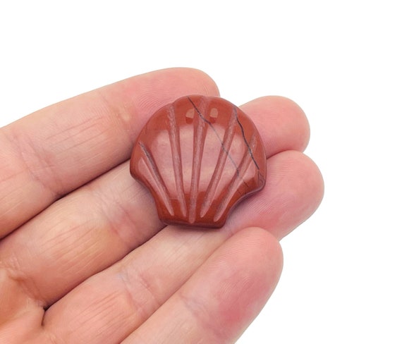 Red Jasper Sea Shell Carving Gemstone - Gemstone Shell For Jewelry Making - Mineral Specimen - Sea Shell Decor - SS1005