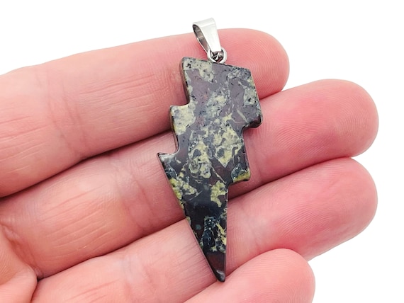 Dragon Blood Jasper Lightning Pendant - Lightning Crystal - Lightning Stone - Crystal Carving - NC1178