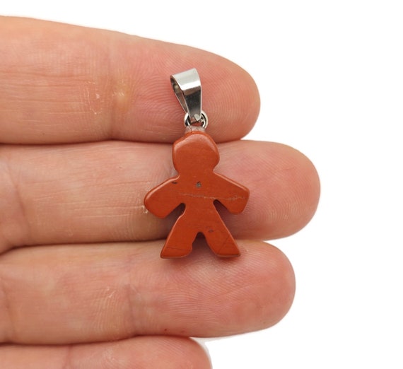 Red Jasper Crystal Gingerbread Cookies Men Pendants - Christmas Gift - Mineral Specimens - Christmas Carving - Best Quality - NC1658