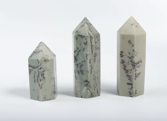 Dentritic Jade Obelisk Tower Stone – Point Obelisk – Natural Dentritic Jade Gemstone Crystal –  Home Decor – TW1054