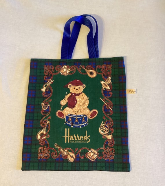 Handmade Harrods Teddy Gift Bag Eco friendly Reusable Fabric Gift Bags With Handles Birthday Gifts Storage Bags Handmade in the UK. Etsy
