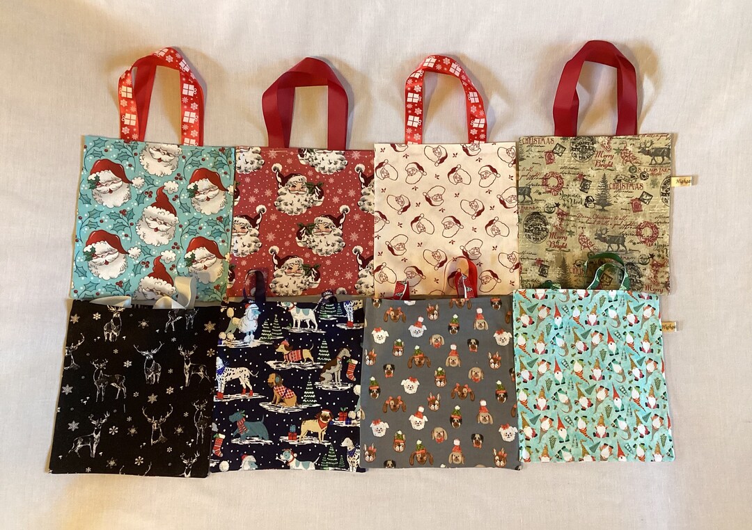 Christmas Fabric Gift Bags Ecofriendly Reusable Fabric Gift Etsy UK