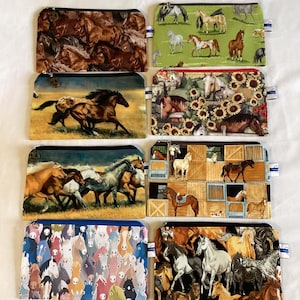 Horses Pencil/Makeup Pouches, School bags, Makeup Bags, Back to School, Stocking fillers, Christmas/Birthday gifts, Handmade in the UK.