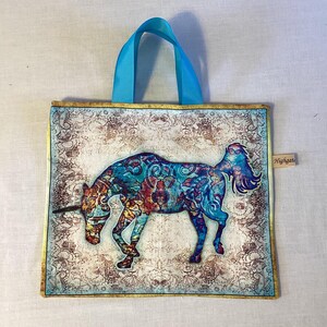 Handmade Unicorn Gift Bags, Eco-friendly, reusable fabric bags with handles, Birthday gifts, Storage bags, unicorn bags, Handmade in the UK. Unicorn I