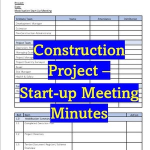 Construction Project Mobilisation - Start-up Meeting Minutes for project coordination