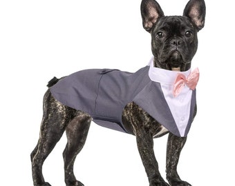 Dog Clothes Pet Dress Shirt Jacket Costume LONG TAIL BLACK TUXEDO WEDDIING 00-3 