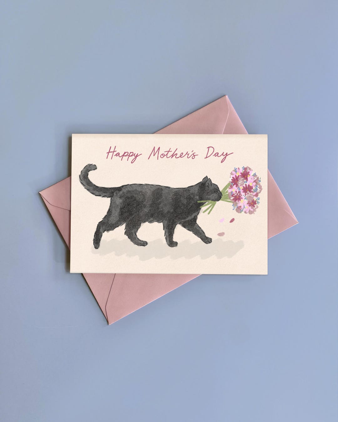 Mother’s Day Card Black Cat | Handmade Card - Etsy