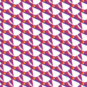 K&ouml;nnte beinhalten: Ein sich wiederholendes Muster aus abstrakten Formen in Rosa-, Lila- und Oranget&ouml;nen. Die Formen sind diagonal angeordnet und erzeugen so ein Gef&uuml;hl von Bewegung und Energie.