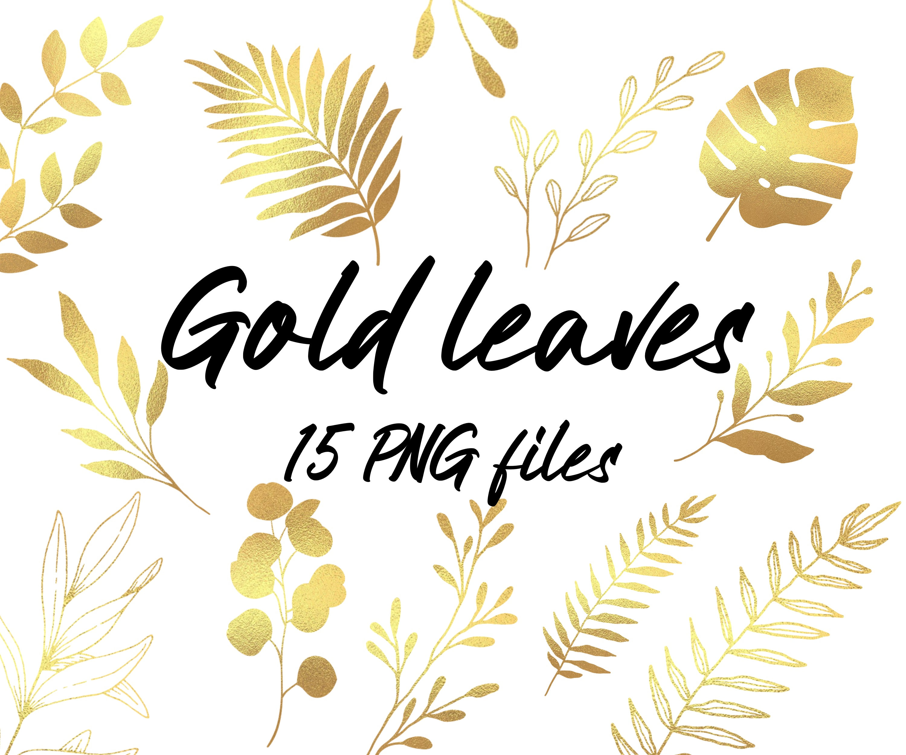 Gold Leaves PNG, Gold Branches PNG, Gold Foil PNG, Gold Leaves Clipart,  Botanical Png, Fern Png, Gold Foliage Png 