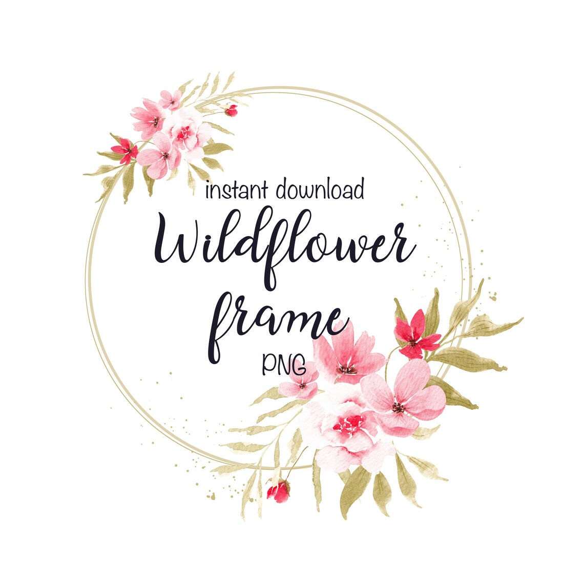 Wildflower Circle Frame PNG, Floral Circle Frame, Botanical Clipart