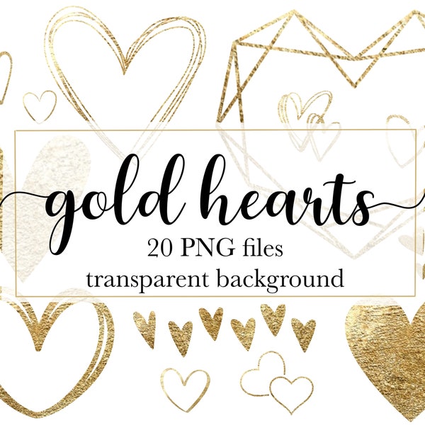 Gold Herzen PNG, Gold Herz Clipart, Gold Foto Overlay, Gold Herz Rahmen, Herz PNG, Hochzeit PNG, Liebe png, Gold vereiteltes Herz