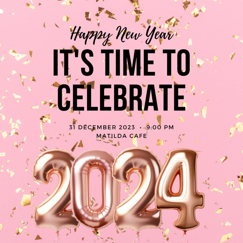 2024 Clipart, Happy New Year Clipart, New Year 2024, Instant Download
