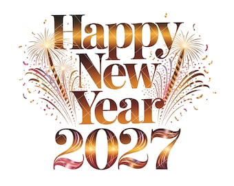 Immagini clipart di Buon Anno 2027, Capodanno PNG, Ciao 2027, Sfondo di Capodanno, Sovrapposizione fotografica di Capodanno 2027, Stampabile 2027, Immagine 2027