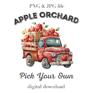 Apple orchard PNG, Fall Apples Sublimation, Fall PNG, Autumn png, Thanksgiving sublimation, Sublimation Designs, Fall truck clipart