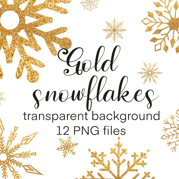 Gold snowflake PNG, Glitter snowflakes PNG, Snowflake clipart, Frozen snowflake overlay, Winter clipart
