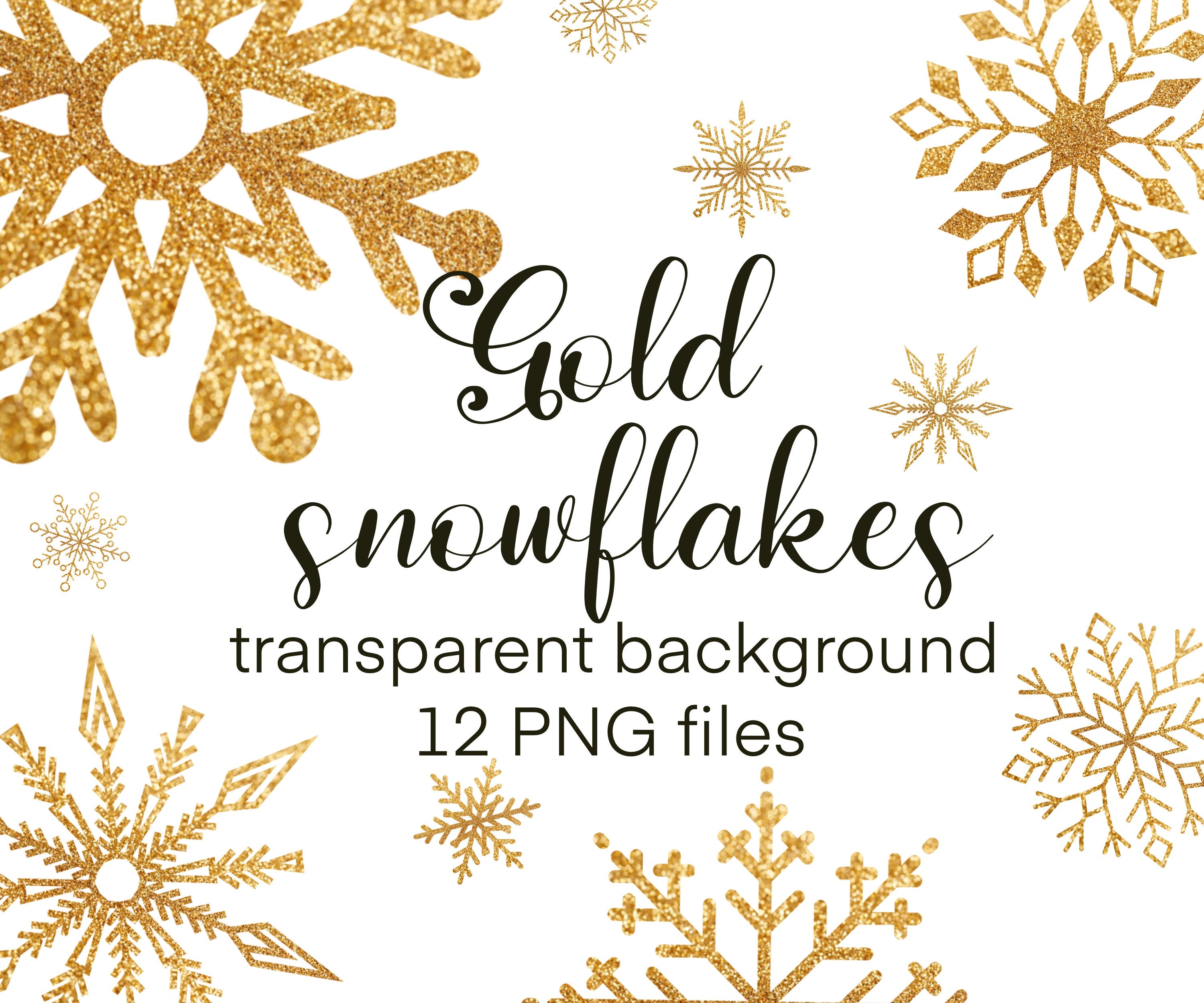 Gold Snowflake PNG Glitter Snowflakes PNG Snowflake Clipart Etsy