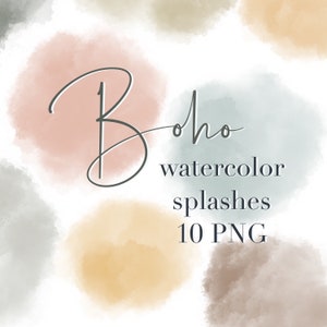 Boho watercolor splashes | Logo background | Brush strokes clipart | Paint strokes | Boho watercolor PNG | Logo elements | Instant download