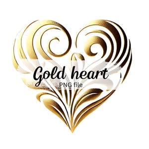 Gold heart, Gold foil glitter heart clipart, Gold heart photo overlay, Valentine’s day clipart, Heart sublimation design element, Heart PNG