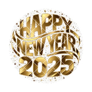Clipart di Felice Anno Nuovo 2025, PNG di Capodanno, Ciao 2025, Sfondo di Capodanno, Sovrapposizione di foto di Capodanno 2025, 2025 stampabile, Immagine oro 2025