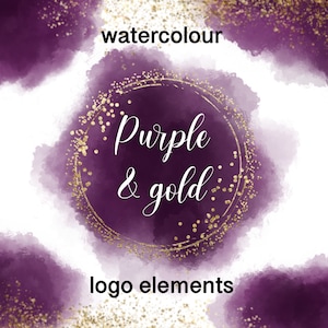 Elementi del logo acquerello, logo viola, sfondo con logo, sfondo con logo, logo Borgogna, logo viola e oro, modello logo lilla