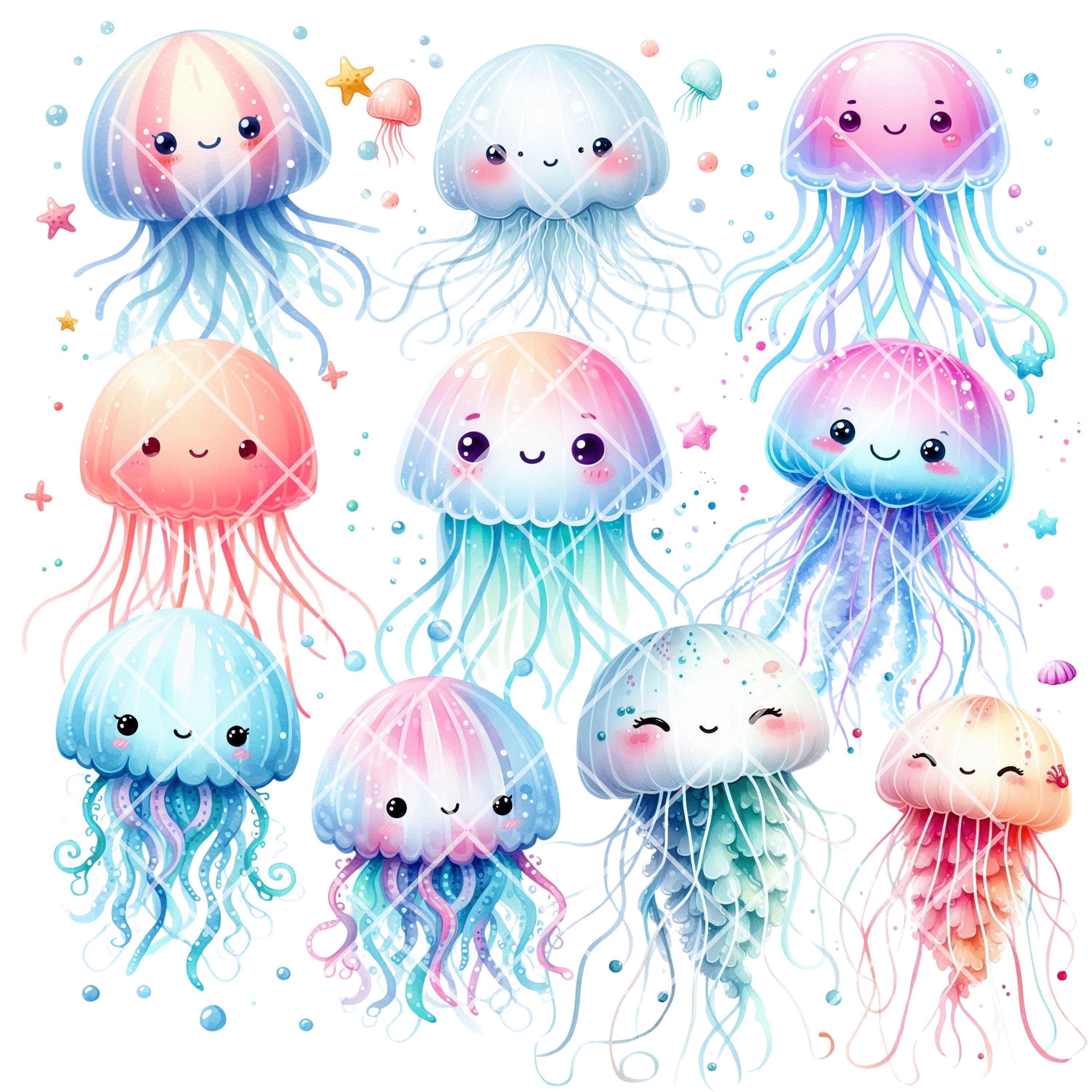 Cute Jellyfish Clipart, Colorful Jellyfish, Rainbow Jellyfish ...