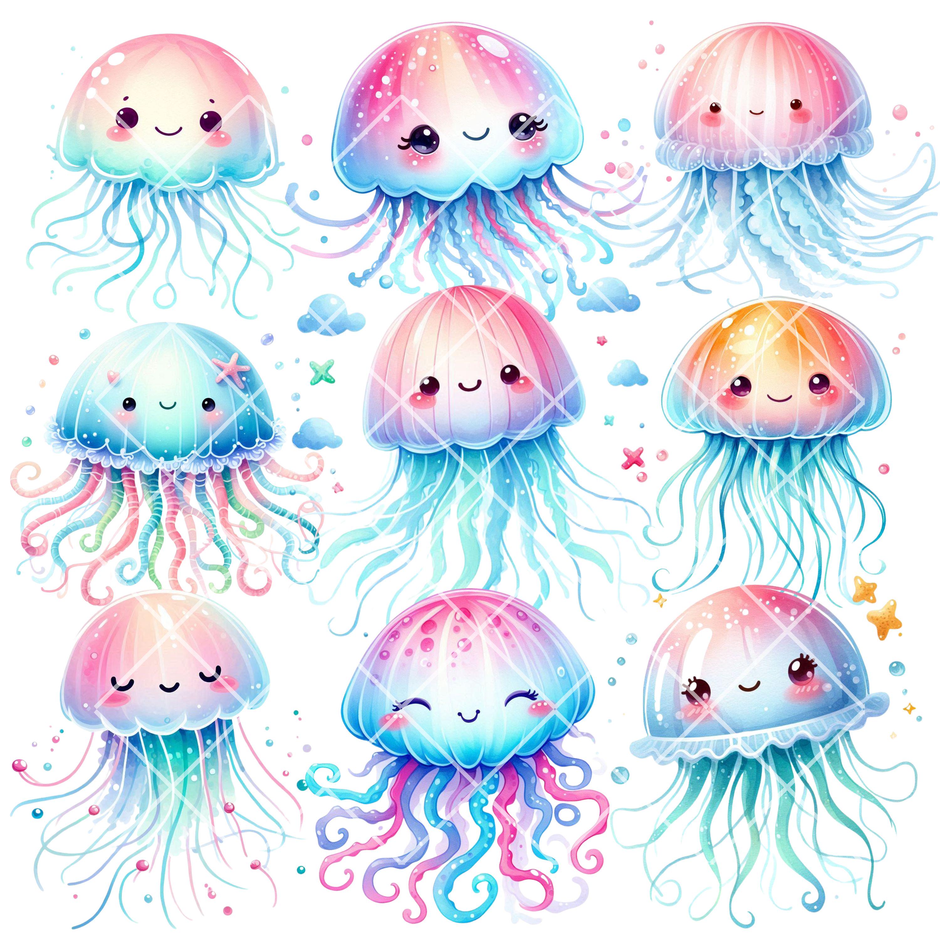 Cute Jellyfish Clipart, Colorful Jellyfish, Rainbow Jellyfish ...