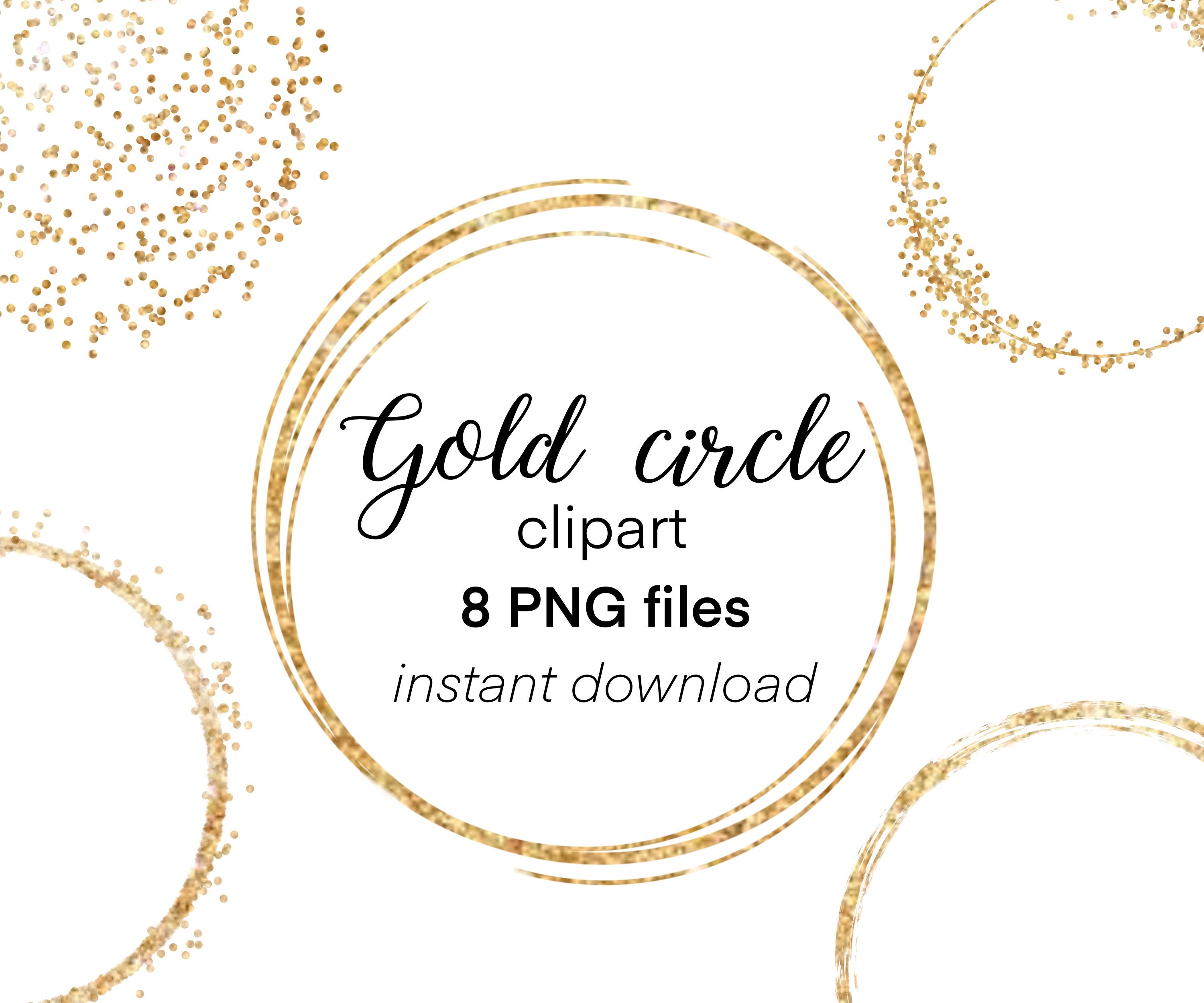 Gold Foil Glitter Circle Logo Clipart Logo Template Design Etsy