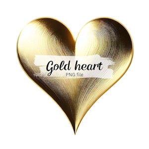 Gold heart, Gold foil glitter heart clipart, Gold heart photo overlay, Valentine’s day clipart, Heart sublimation design element, Heart PNG