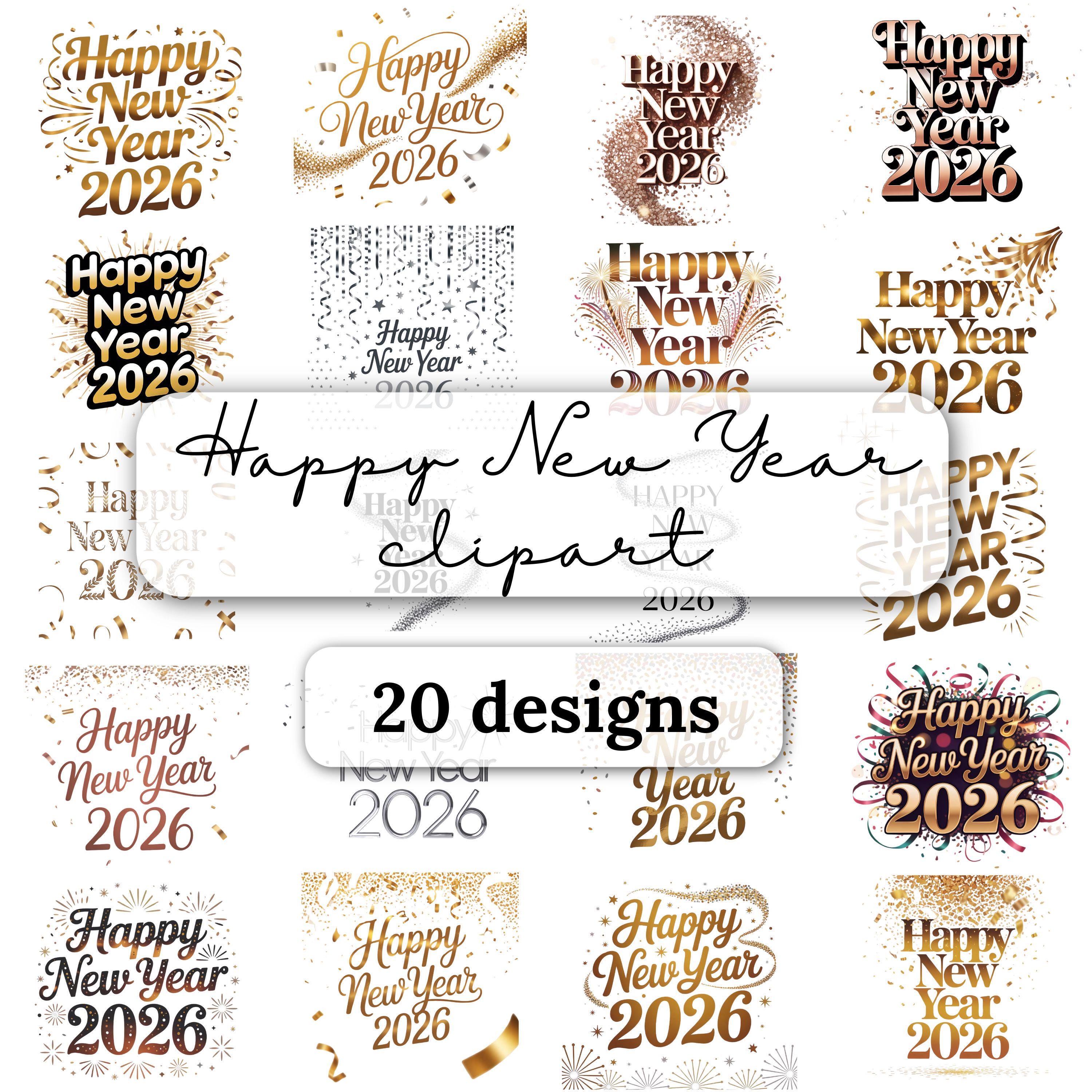 Happy New Year 2026 Clipart, New Year PNG, Hello 2026, New Year