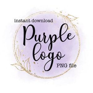 Watercolor logo background, Purple logo base, Lilac logo backdrop, Violet logo, Circle gold frame PNG, Periwinkle template PNG, Gold circle