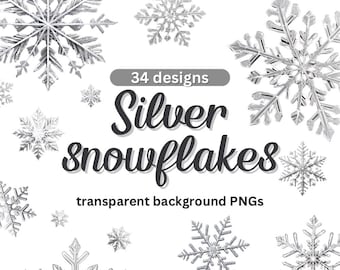 Silberne Schneeflocke PNG, Glitzer-Schneeflocken PNG, Schneeflocke Clipart, Gefrorene Schneeflocke Overlay, Winter Clipart