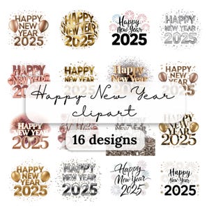 Feliz Ano Novo 2025 clipart, Ano Novo PNG, Olá 2025, Fundo de Ano Novo, Sobreposição de fotos de Ano Novo 2025, 2025 para impressão, Imagem de 2025