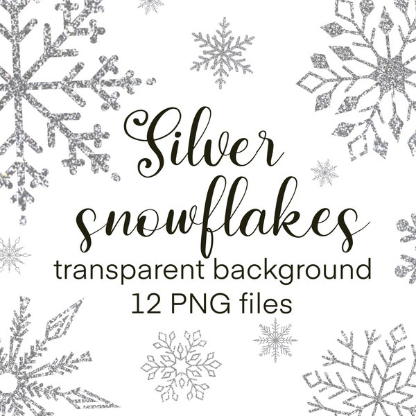 Silver snowflake PNG, Glitter snowflakes PNG, Snowflake clipart, Frozen snowflake overlay, Winter clipart