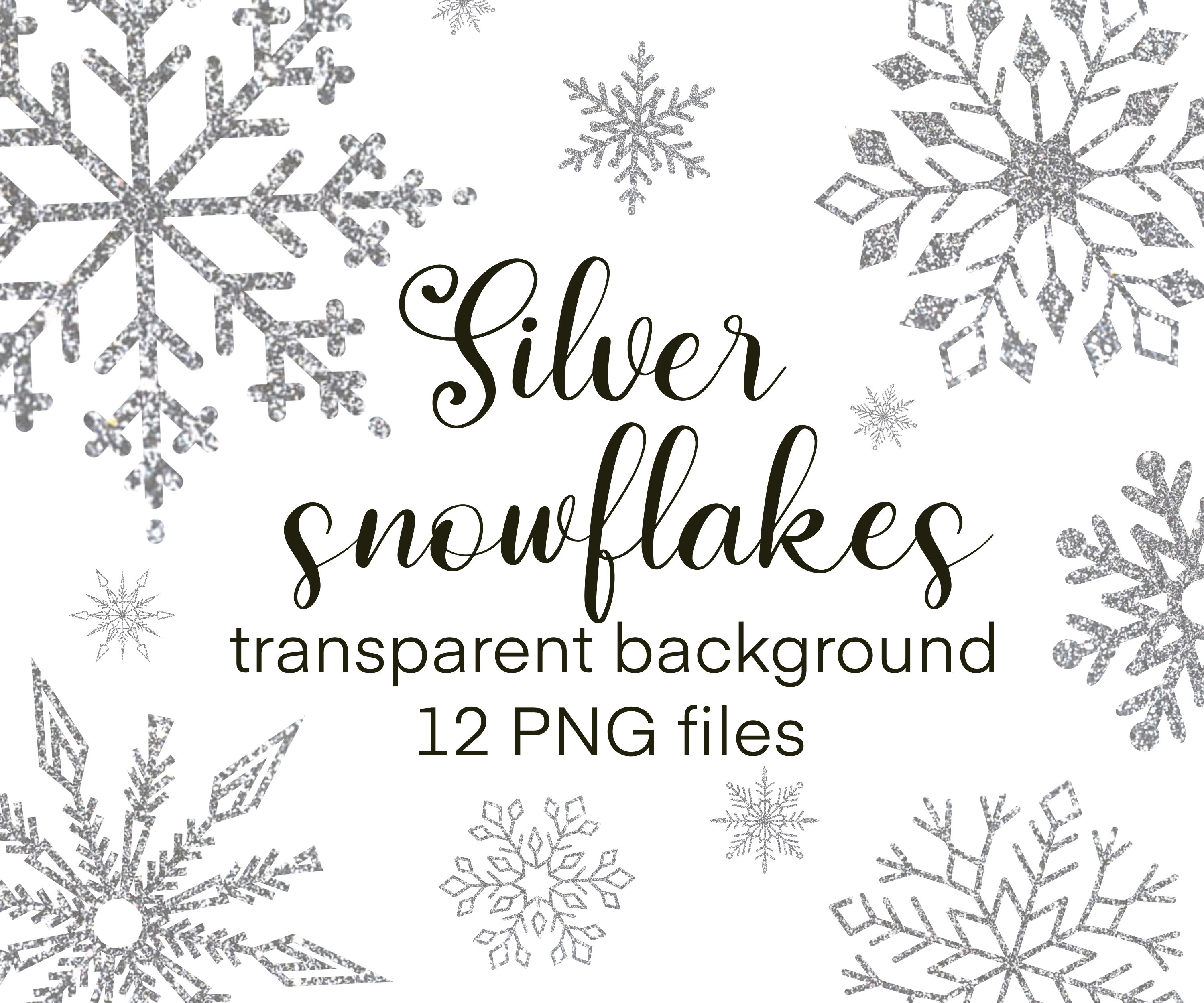 Silver Glitter Snowflakes Clipart. Digital Clip Art. Commercial & Personal  Use. Instant Download. Frozen Sparkly Winter Snowflakes Christmas 