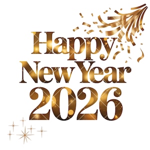 Happy New Year 2026 clipart, New Year PNG, Hello 2026, New Year background, New Year 2026 photo overlay, 2026 printable, Gold 2026 image
