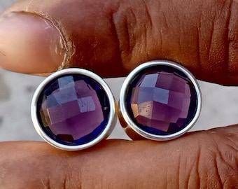 Dilatadores de amatista, cuarzo hidro, plata de ley: facetados, doble acampanado (2 mm)