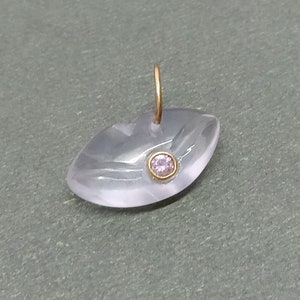 Rose Quartz Lips Charm: 18k Gold, CZ Sterling Silver Pendant