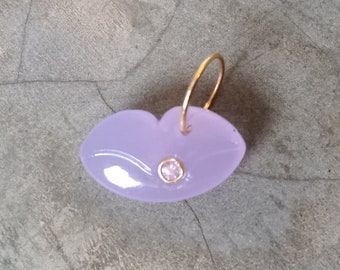 Lavender Quartz Carving Lips, Gemstone Lips,18k Gold Lavender Lips, C.Z. Lips Jewelry, Lips For Jewelry Making, Lips Charms Pendants, Lips