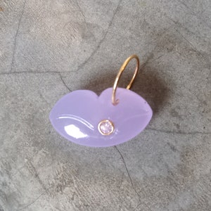 Lavender Quartz Lips Charm: 18k Gold, CZ Sterling Silver Connector