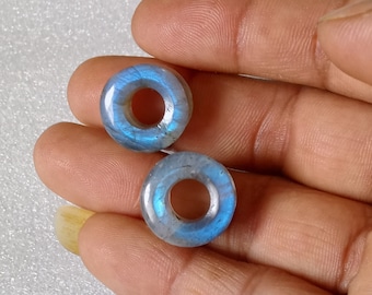 Natural Labradorite Double Flared Tunnel Plugs: Handmade Gauges