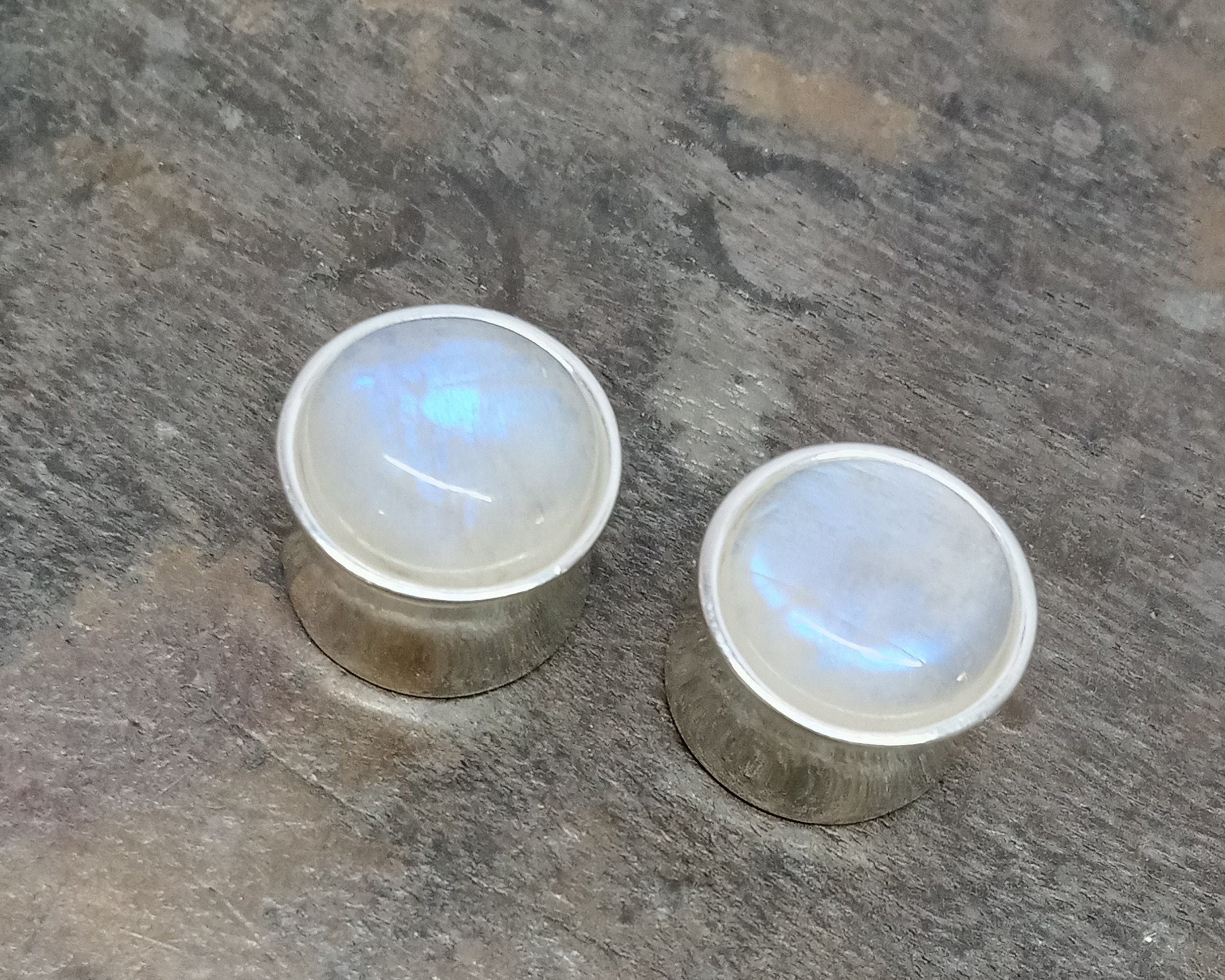 Cabochon In Pietra Di Luna Retro Piatto Calibrato Sciolto Blu Appariscente Poter - Foto 3