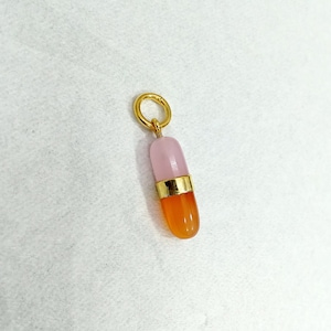 Pill Capsule, 18k Gold Pill Charms, Carabiner, Pill Pendant, Tases Stones, Pill Charm Bracelet Necklace for DIY Jewelry Making Supply