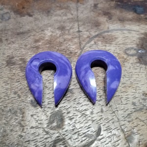 Handmade Purple Gemstone Keyhole Ear Gauges: Stone Hangers
