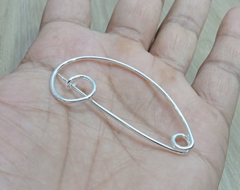 Sterling Silver Safety Pin Brooch: Celtic Scarf Pin (1.5-2.5 Inches)